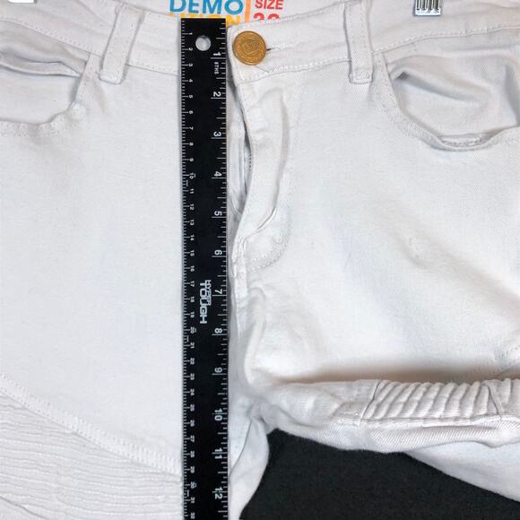 Demolition Mens Jeans White Moto Straight Distressed Premium Denim Y2K 32x30 - Picture 8 of 12